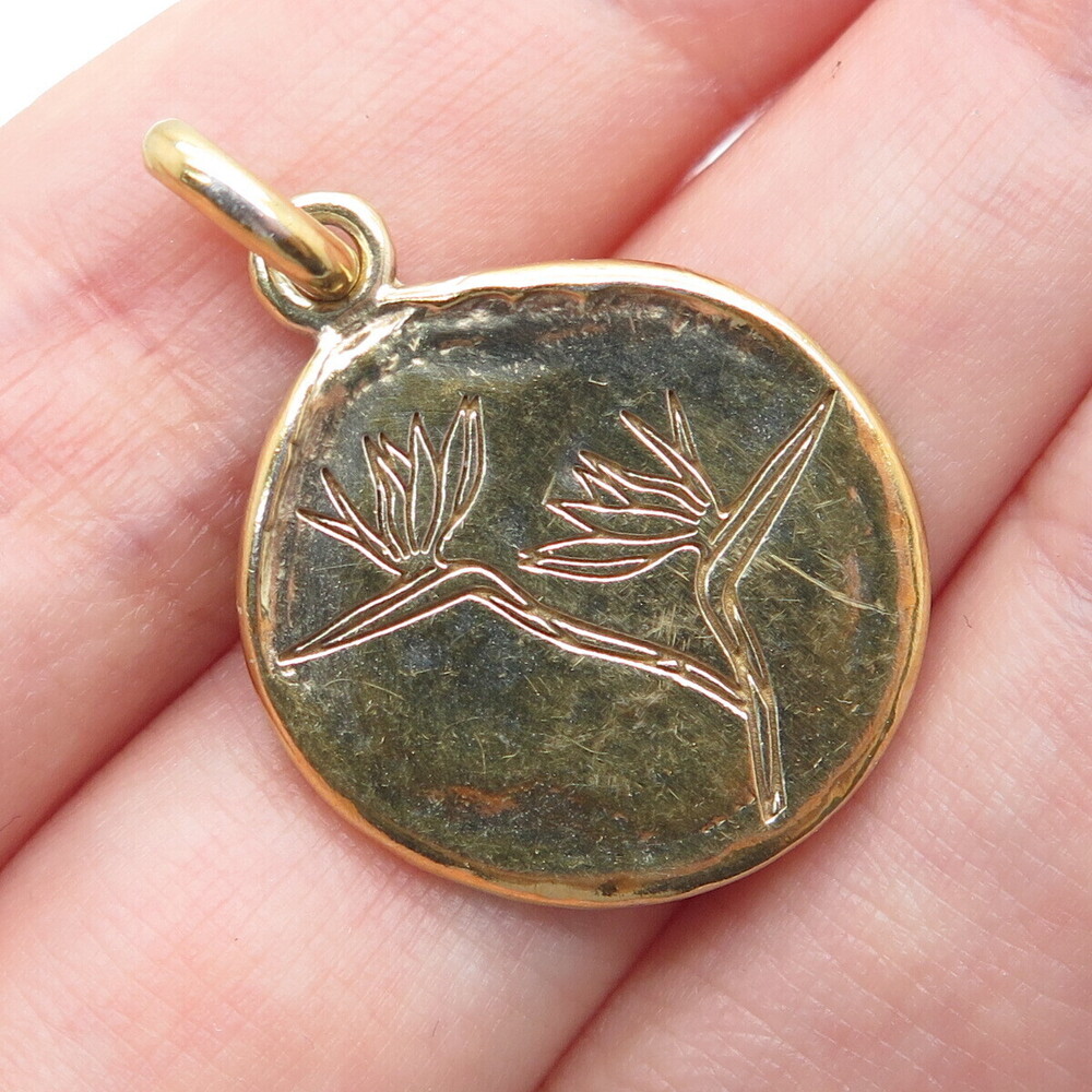 DAISY LONDON 925 Sterling Silver Gold Plated Vintage Bird of Paradise Pendant